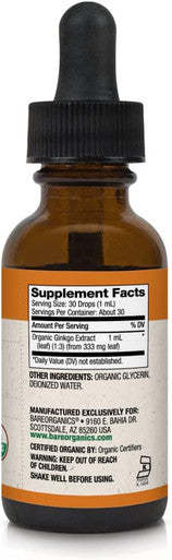 BareOrganics Ginkgo Liquid Drops, Herbal Supplement, 1 Ounce