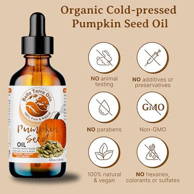 Bella Terra Oils - Organic Pumpkin Seed Oil 4Oz - A Rendezvous With Organic Pumpkin'S Nutritional Delight Abundant In Vitamin C & E The Epitome Of Skin Purity