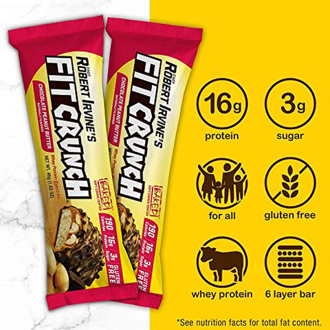 Fit Crunch High Protein Bars Value Pack Snack Size Protein Bars Gluten (Peanut Butter)