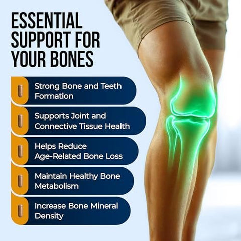 Nature's Nectar Bone and Joint Supplements for Men and Women Supports Bone Health Strength and Growth with Calcium Vitamin D Magnesium and Strontium Bone Builder Formula for Maximum Absorption 90 Caps