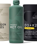 Sports Research Collagen Peptides Hydrolyzed Type 1 & 3 Collagen Powder Protein Supplement Keto Mct Oil From Organic Coconuts - Triple Ingredient C8 C10 C12 Mcts And Vitamin D3 K2 With Coconut Oil