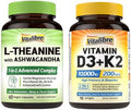 Vitamin D3 K2 10000 IU 90 Caps and LTheanine 200mg Supplement 60 Caps