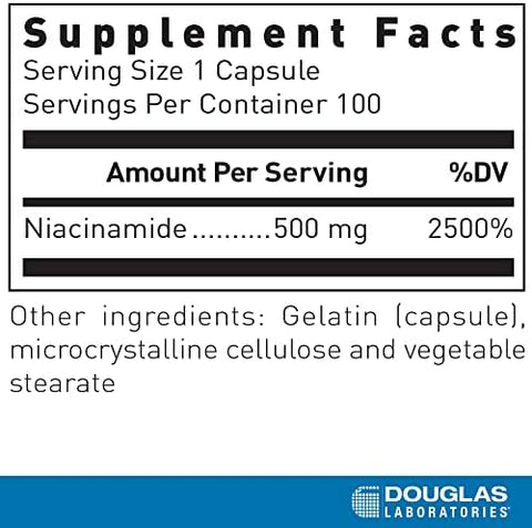 Douglas Laboratories Niacinamide Vitamin B3 to Support Cardiovascular Health 100 Capsules