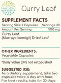 HerbEra Curry Leaf 60 Capsules, 500 mg, Curry Leaf (Murraya koenigii) Dried Leaf (60 Capsules)
