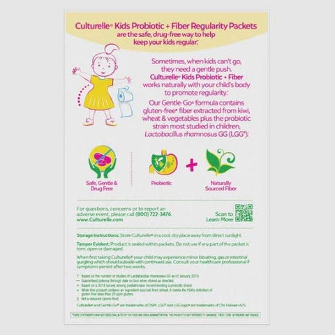 Culturelle Kids Regularity Probiotic & Fiber Dietary Supplement - Helps Restore Regularity & Keeps Kids' Digestive Systems Running Smoothly - Works Naturally With Child'S Body 24 Single Packets