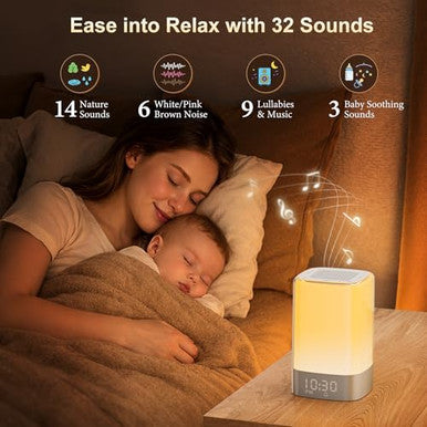 Biseoamz Sound Machine With 32 Soothing Sounds Alarm Clock White Noise Machine Night Light Bluetooth Speaker App Control Timer Alarm Clock For Bedroom Kids Birthday s For Women Teen Girls Boys Mom