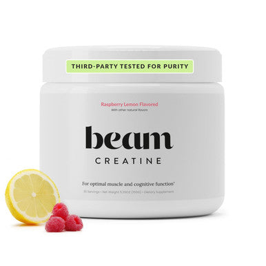Beam Creatine Monohydrate Powder 5g Micronized Creatine Monohydrate Flavored Creatine for Women & Men Muscle Strength Growth & Cognitive Support Raspberry Lemon Flavor 30 Servings