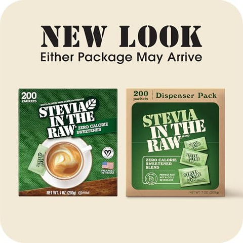 Stevia In The Raw Stevia Sweetener Packets 200 Ct Box 1 Pack Zero Calorie Stevia Sugar Substitute Packets No Erythritol or Artificial Flavors Vegan Gluten Free Kosher Low Glycemic Index