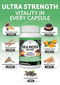 Lunakai Usa Made Irish Sea Moss Capsules With Black Seed Oil Ashwagandha Burdock Root & Bladderwrack 60Ct