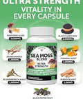 Lunakai Usa Made Irish Sea Moss Capsules With Black Seed Oil Ashwagandha Burdock Root & Bladderwrack 60Ct
