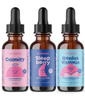 JoySpring Kids Daily Calm and Bedtime Routine Liquid Magnesium + Melatonin Sleep Drops + Vitamin B Complex for Kids with LTheanine Chamomile Elderberry and Zinc