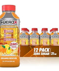 SueroX Sugar Free Electrolyte Drink, Orange Rescue, 21.3 Fl Oz, 12 Pack | Sports Drink with 8 Ions, Zero Sugar, Zero Calories, Hydration & Recovery