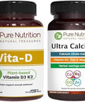 Pure Nutrition Vitamin D3 K2 + CalD PlantBased Calcium Vegan D3 From Lichen Bundle Pack