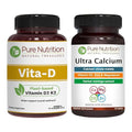 Pure Nutrition Vitamin D3 K2 Cal-D Plant-Based Calcium Vegan D3 From Lichen Bundle Pack