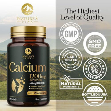 Calcium 1200 Mg With Vitamin D3, Calcium Supplement Vitamins, Bone, Teeth & Immune Health Support, Calcium Supplements With D For Women & Men, Nature'S Absorbable Calcium Carbonate - 240 Tablets