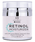 Radha Beauty Moisturizing Miracle Retinol Cream for Face with 2.5 Retinol Hyaluronic Acid Vitamin E and Green Tea. Best Night and Day AntiAging Wrinkle Cream 1.7 fl oz.