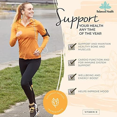 Balance Health D3 2000 IU 2 Fl Oz 120 Doses Blueberry Flavor Liquid Vitamin D Drops w MCT Oil for Faster Absorption Non GMO Vegetarian Safe