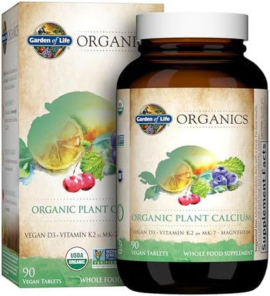 Garden of Life Calcium Supplement with Magnesium & Organic Vitamin D3 K2, Made from Whole Foods, Gluten-Free, 180 Count
