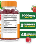 Lifeable Kids Biotin Gummies 5000mcg Great Tasting Natural Flavor Biotin Supplement Vegan Non GMO Hair Gummies for Hair Skin and Nails 90 Gummies