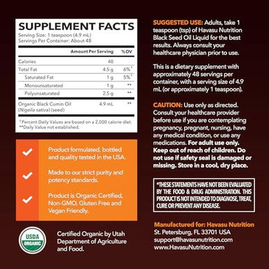Havasu Nutrition Black Seed Oil Organic Cold Pressed Liquid (8 Fl Oz) & Pumpkin Seed Oil With Saw Palmetto For Men (60 Servings)