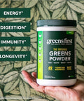 Greens First Original Greens Powder 49 Superfoods Organic Fruits & Veggies Prebiotics Probiotics & Digestive Enzymes Antioxidant Smoothie Dairy Vegan & Nongmo (Berry 30 Servings)