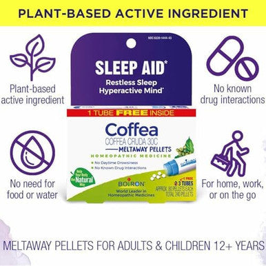 Boiron Coffea Cruda 30C 6 Total Blue Tubes Homeopathic Sleep Aid For Restless Sleep Mental Hyperactivity Racing Thoughts And Difficulty Sleeping With Blue Ink Pen