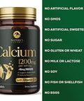 Calcium 1200 Mg With Vitamin D3, Calcium Supplement Vitamins, Bone, Teeth & Immune Health Support, Calcium Supplements With D For Women & Men, Nature'S Absorbable Calcium Carbonate - 240 Tablets