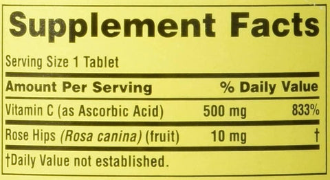 Spring Valley Vitamin C 500 Milligram with Rose Hips 250 Tablets
