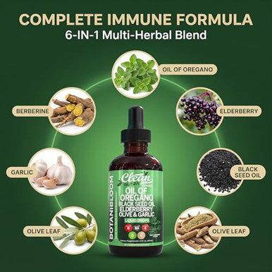 Clean Nutraceuticals Nutra Oil Of Oregano Drops Black Seed Oil Elderberry Vitamin 2 Fl Oz