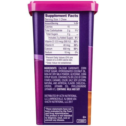 Viactiv Max Formula Calcium +Vitamin D3 Supplement for Bone Health Rich Caramel 100 Soft Chews 5 Pack