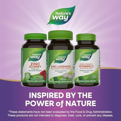 Nature'S Way Zinc Lozenges With Vitamin C & Echinacea, Immune Support, 23 Mg Of Zinc & 100 Mg Of Vitamin C Per Serving, Wild Berry Flavored, 60 Lozenges (Packaging May Vary)