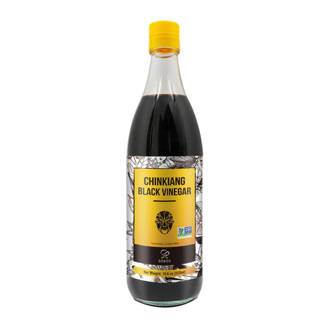 Soeos Chinkiang Vinegar, 18.6 fl oz (550ml), Chinese Black , Traditional , Organic , Zhenjiang Xiangcu, Black Rice Vinegar | Condiment for Cooking Noodles, Braised Meat, Cold Appetizers