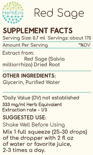 Red Sage B120 (2pcs) Alcohol-Free Herbal Extract Tincture, Concentrated Liquid Drops Natural Red Sage (Salvia Miltiorrhiza) Dried Root (2x4 fl oz)