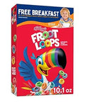 Kellogg's Froot Loops Cold Breakfast Cereal, Fruit Flavored, Breakfast Snacks with Vitamin C, Original, 10.1oz Box (1 Box)