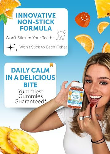Lunakai Usa Made Stress Less Magnesium Glycinate With L-Theanine Gummies Bundle Naturally Flavored Non-Gmo 60Ct Each