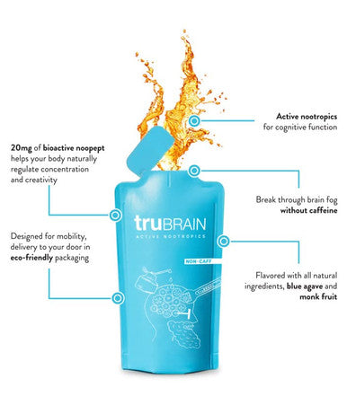 TruBrain Drinks Nootropic Brain Food Designed by Neuroscientists to Boost Mental Output & Improve Memory Nootropic Supplement