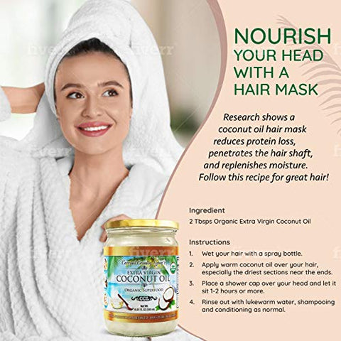 Coconut Country Living's Extra Virgin Coconut Oil - Cold Pressed, Unrefined organic Superfood for Hair, Skin, Beauty, Cooking - Keto & Paleo Diet Friendly - 6.76 oz
