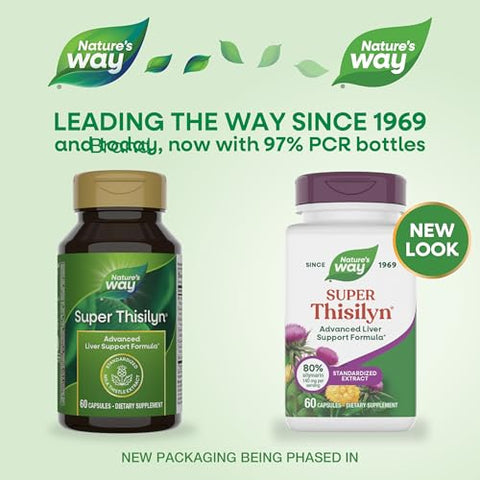 Nature'S Way Super Thisilyn Advanced Liver Support Formula Liver Function Support With Milk Thistle Extract Gluten-Free 60 Capsules (Packaging May Vary)
