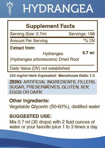 Secrets of the Tribe Hydrangea Tincture Alcohol-Free Liquid Extract, Hydrangea (Hydrangea arborescens) Dried Root (4 FL OZ)