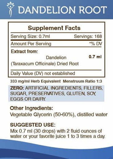 Secrets of the Tribe Dandelion Root Alcohol-Free Liquid Extract, Dandelion (Taraxacum Officinale) Dried Root Tincture Supplement (4 FL OZ)