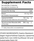 Liposomal Nad Supplement With Nicotinamide Riboside And Niacin - Precursor Formula For Longevity And Cognitive Health - 30-Day Supply - 60 Capsules - Premium Dietary Supplement
