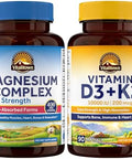 Vitalitown Ultra Magnesium and Vitamin D3 K2 Bundle (Pack of 2) 10 in 1 Magnesium Complex and 10000 IU D3 MK7 for Bone Muscle Heart Sleep Teeth and Immune 90 Mag Capsules and 90 D3 Softgels