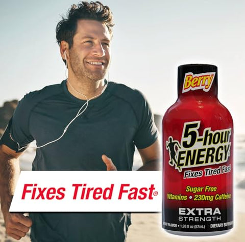 5Hour Energy Extra Strength Berry Energy Shot 1.93Oz 20Pack " Sugar Caffeine Energy Booster With Bvitamins & Amino Acids " Zero Calorie