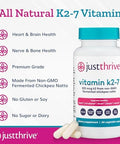 Just Thrive Vitamin K2-7 - Bone Brain And Heart Health K2 Vitamin Supplement 60 Capsules