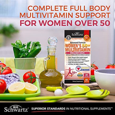 Daily Multivitamin for Women 50 Over Memory Support Supplement Promotes Stress Reduction Healthy Immune Response Supports Healthy Heart Function Designed for Stomach Comfort