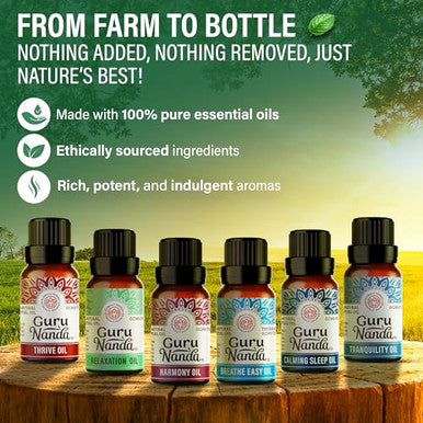 Gurunanda Essential Oil Blends 6 Pack (10Ml Each) Breathe Easy Tranquility Relaxation Harmony Calming Sleep & Thrive Natural Aromatherapy Oils For Diffuser Wellness & Diy