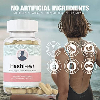 Hashiaid - Low Thyroid Supplement - Hashimoto'S Disease Support - Hypothyroidism - Fight Fatigue, Balance Hormones, Promote Focused Energy - Turmeric, Iodine, Zinc, Selenium And More