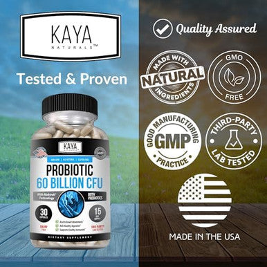 Kaya Naturals Probiotic Billion CFU Probiotics for Women Probiotics for Men and Adults Natural Gut Health and Immune Support Supplement Provides Digestive Support