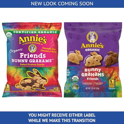 Annie's Organic Friends Bunny Grahams - Pack of 20 - Delicious Baked Grahams - Chocolate Chip and Chocolate Honey Flavors - Certified Organic