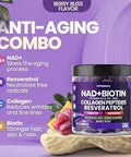 Nad+, Resveratrol, Berberine, & Biotin Anti-Aging Gummy - Hair, Skin, Nails & Joint Supplement - Collagen Peptides, Keratin, Zinc, Vitamin K2 & D3 Gummies - Regeneration - Vegan - Made In Usa 60 Count